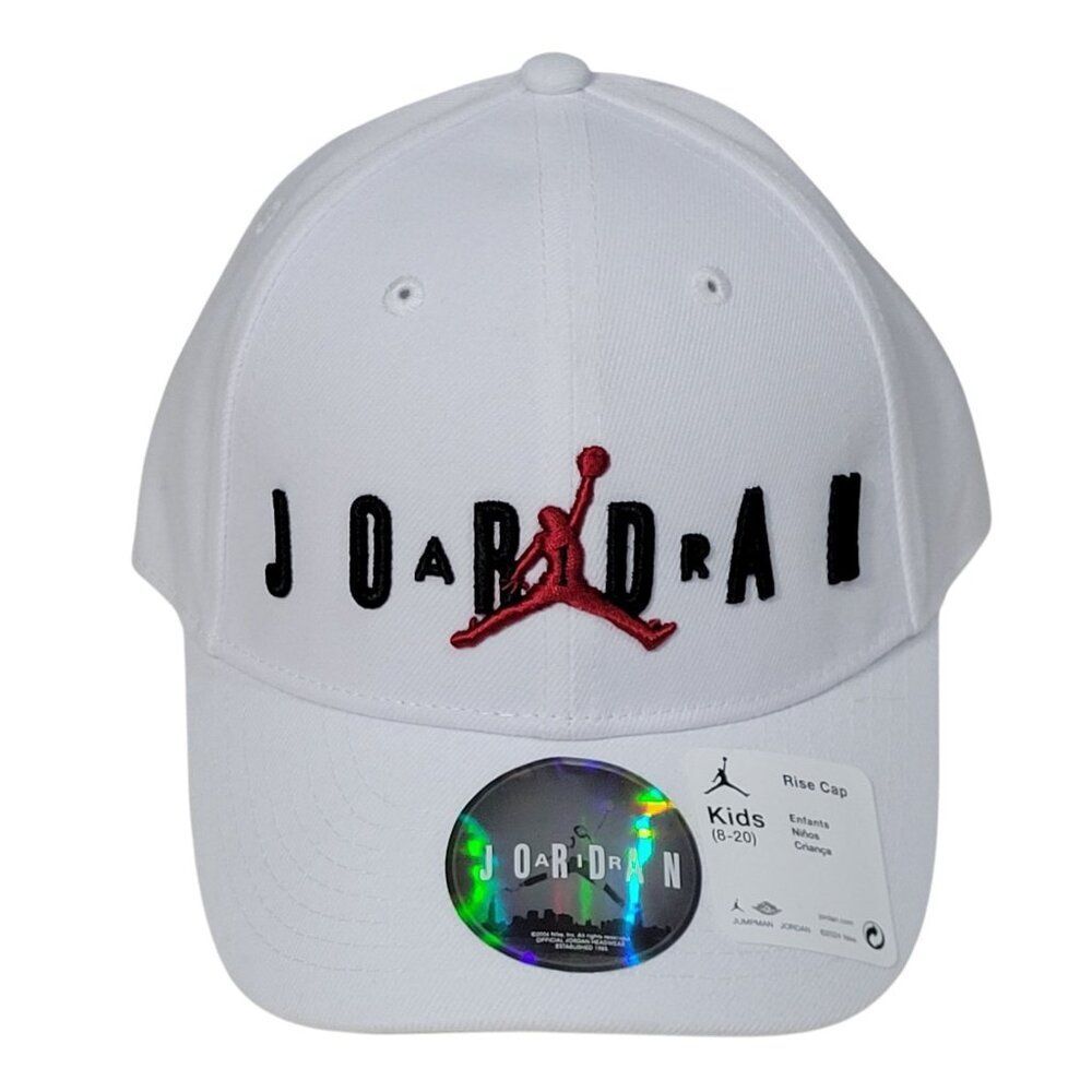 Jordan Nike‎ Air Jordan Jumpman Hat Kids Boys Size 8-20 White Strapback Cap NEW